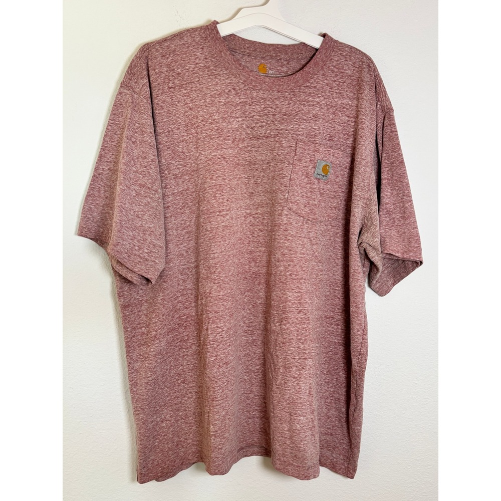 Carhartt Mens 2XL Original Fit Pocket T-Shirt Heather Pink Clay Short Sleeve
